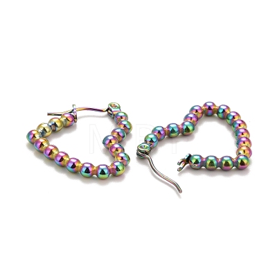 Ion Plating(IP) Rainbow Color Heart 304 Stainless Steel Hoop Earrings for Women STAS-A057-19MC-1