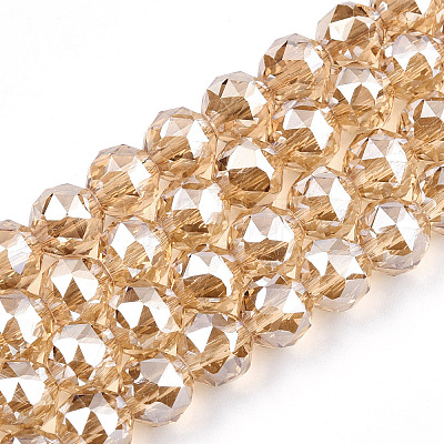 Electroplate Transparent Glass Beads Strands X-EGLA-N002-34C-C07-1