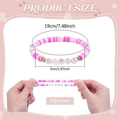 32Pcs Handmade Polymer Clay & Acrylic Bead Bracelets BJEW-PH02015-1