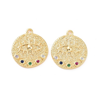 Brass Micro Pave Colorful Cubic Zirconia Pendants KK-E068-VC118-1