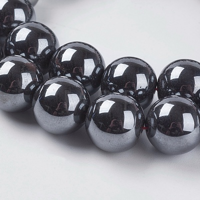 AAA Grade Black Non-Magnetic Synthetic Hematite Round  Beads Strands X-G-H1069-1-1