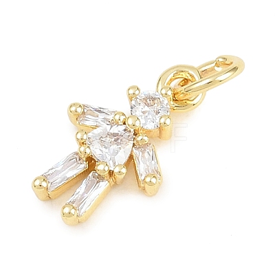 Brass Micro Pave Clear Cubic Zirconia Pendants KK-D258-40G-02-1