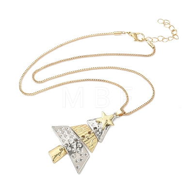 Alloy Christmas Tree Pendant Box Chain Necklaces for Women NJEW-F359-01-1