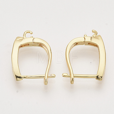 Brass Micro Pave Cubic Zirconia Hoop Earring Findings with Latch Back Closure X-KK-T048-033G-NF-1