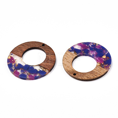 Transparent Resin & Walnut Wood Pendants RESI-TAC0017-74-A05-1