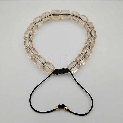 Adjustable Electroplated Faceted Cube Glass Braided Beaded Bracelets for Women Men DM4334-12-1