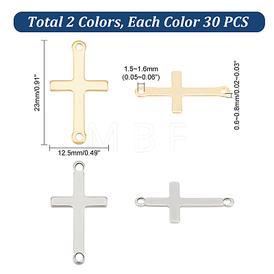 Unicraftale 60Pcs 2 Colors Religion 201 Stainless Steel Connector Charms STAS-UN0054-08-1