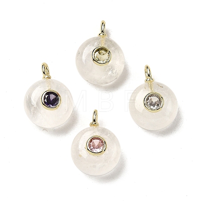 Natural Quartz Crystal Round Pendants G-H318-01G-A-06-1