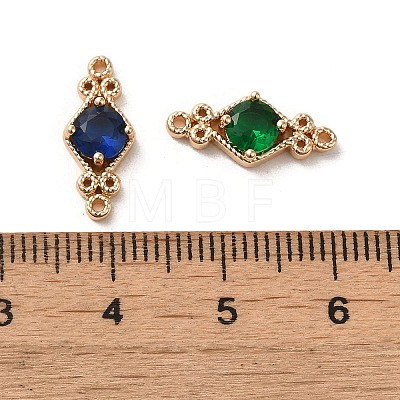 Brass Pave Cubic Zirconia Connector Charms ZIRC-P114-14KCG-1
