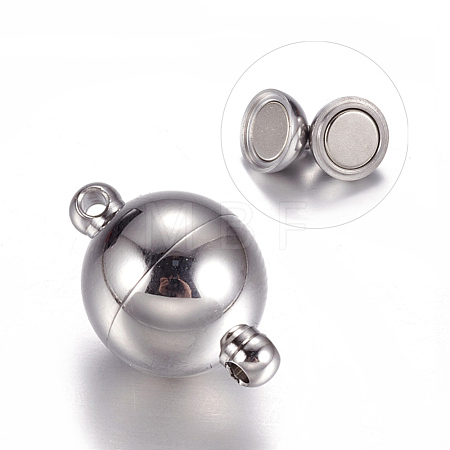 Tarnish Resistant 304 Stainless Steel Magnetic Clasps with Loops X-STAS-E006-52-1