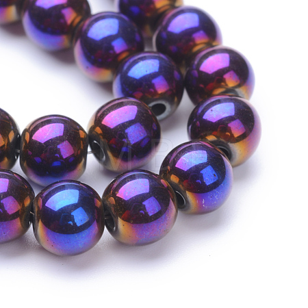 Non-magnetic Synthetic Hematite Beads Strands X-G-S096-8mm-6-1