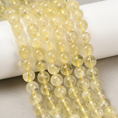 Natural Lemon Quartz(Heated)  Beads Strands G-P596-8mm-01-1