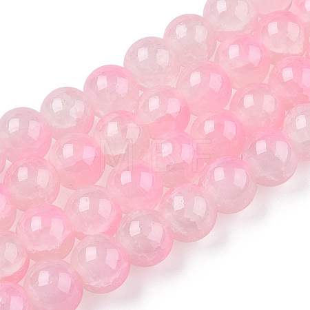 Crackle Baking Paint Imitation Jade Glass Beads Strands DGLA-YW0001-17A-1