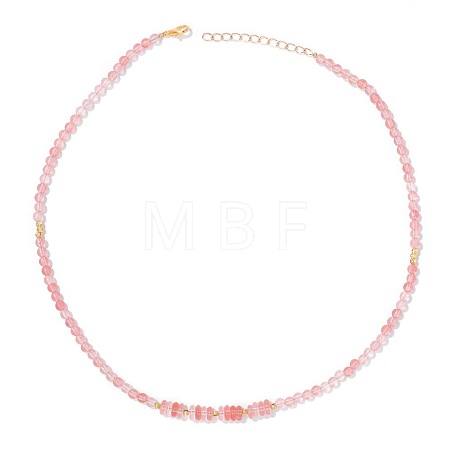 Adjustable 4MM Round Natural Rose Quartz Graduated Beaded Necklaces with Heishi Beads for Women Elegant Fashion Jewelry Gift RG0808-3-1