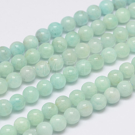 Natural Amazonite Bead Strands G-P204-01-6mm-1