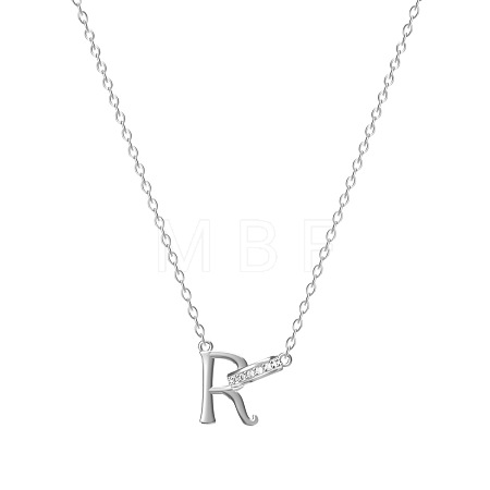 304 Stainless Steel Crystal Rhinestone Initial Pendant Necklaces FS-WGCEFCC-18-1