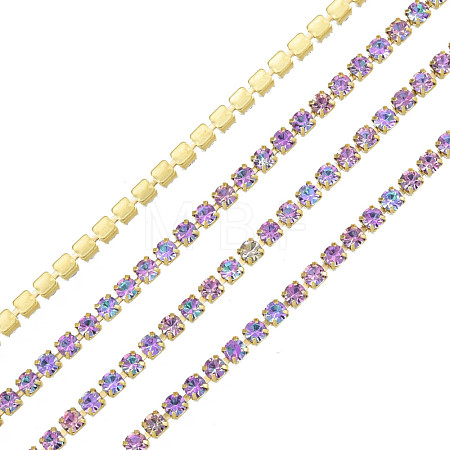 Brass Rhinestone Strass Chains CHC-N017-003B-A02-1