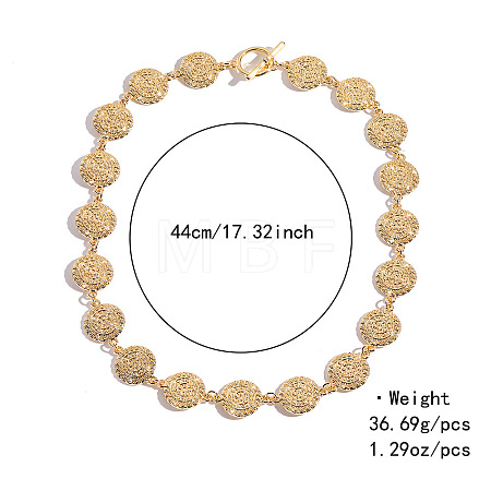 Vintage Alloy Textured Coin Link Chain Necklaces with OT Clasps for Women FS-WG489F5-01-1