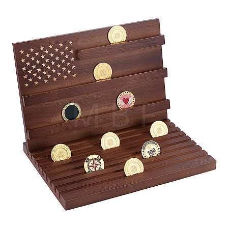 Wooden Commemorative Coin Organizer Slotted Display Stands ODIS-WH0086-228A-1