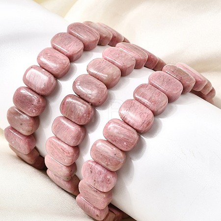 Natural Rhodonite Beaded Stretch Bracelets for Women Men BJEW-D461-02B-1