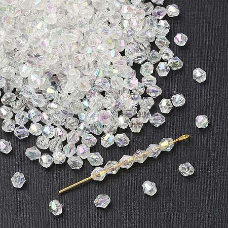 Bicone AB Color Plated Eco-Friendly Transparent Acrylic Beads TACR-A003-4mm-22-1