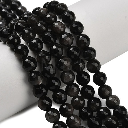 Natural Silver Obsidian Beads Strands G-C280-B08-8mm-1
