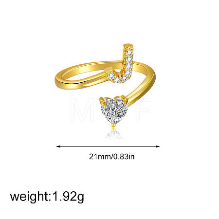 Brass Micro Pave Clear Cubic Zirconia Cuff Open Rings FS-WGF859A-17-1