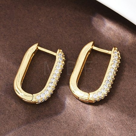 Oval Brass Micro Pave Clear Cubic Zirconia Hoop Earring X-EJEW-C152-04G-1
