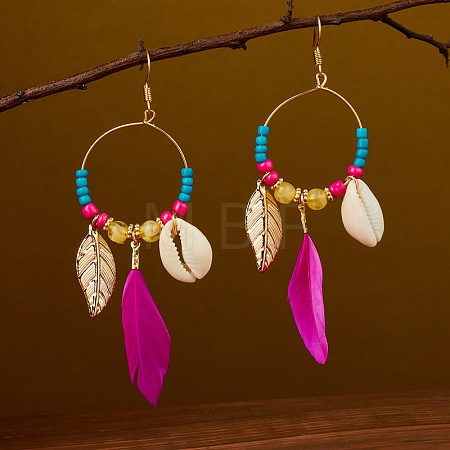 Ring with Leaf Zinc Alloy Acrylic Dangle Earrings FS-WGF3871-02-1