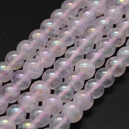 Electroplated Natural Rose Quartz Beads Strands G-K285-06-6mm-1