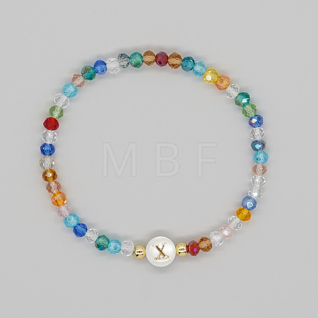 Handmade Bohemian Colorful Faceted Rondelle Glass Beaded Stretch Bracelets UI5654-24-1