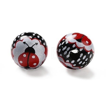 Printed Wood Round Beads WOOD-C012-01A-1