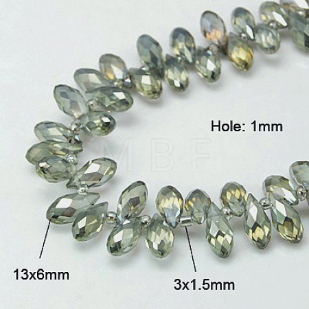 Electroplate Glass Faceted Teardrop Beads Strands EGLA-D014-31-1