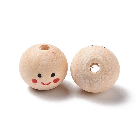Printed Wood European Beads WOOD-C001-03B-04-1