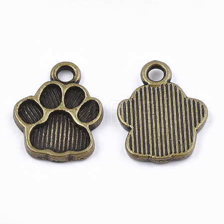 Dog Paw Prints Tibetan Style Alloy Charms Enamel Settings X-TIBEP-R338-30AB-NR-1