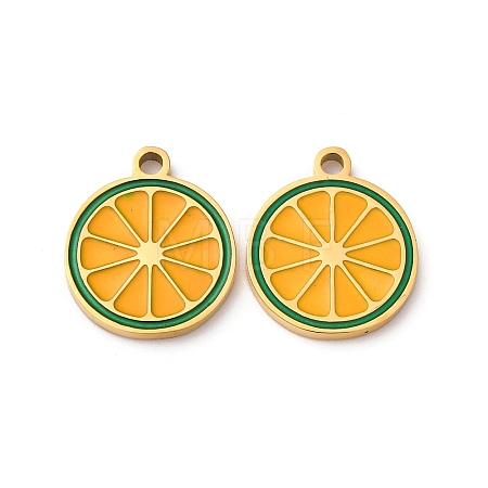 Fruit Seris 304 Stainless Steel Enamel Charms STAS-U060-03G-03-1