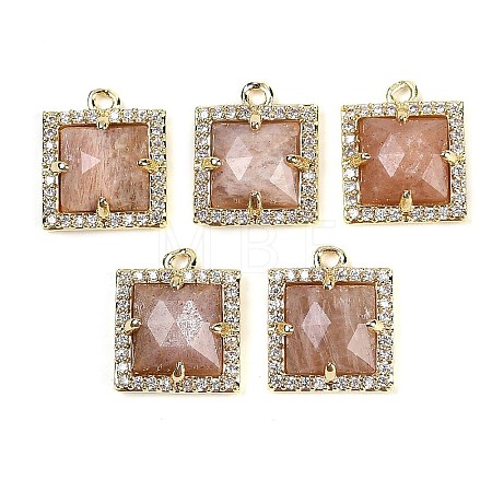 Natural Sunstone Faceted Square Charms G-I375-06G-06-1