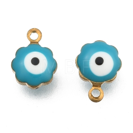 Golden Tone Brass Enamel Charms KK-Q571-05E-1
