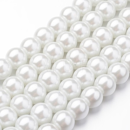 Eco-Friendly Dyed Glass Pearl Round Bead Strands X-HY-A008-8mm-RB001-1