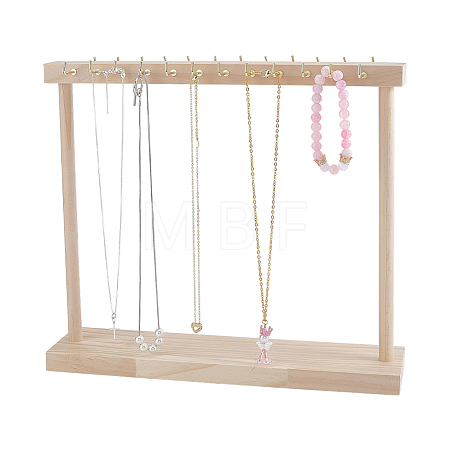 Rectangle Wooden Necklace Organizer Display Stands NDIS-WH0010-36C-1