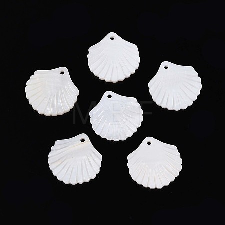 Natural Freshwater Shell Carved Pendants SSHEL-N040-02-1