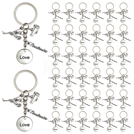 30Pcs Cheerleading Series Alloy Pendant Keychains KEYC-PH01630-1