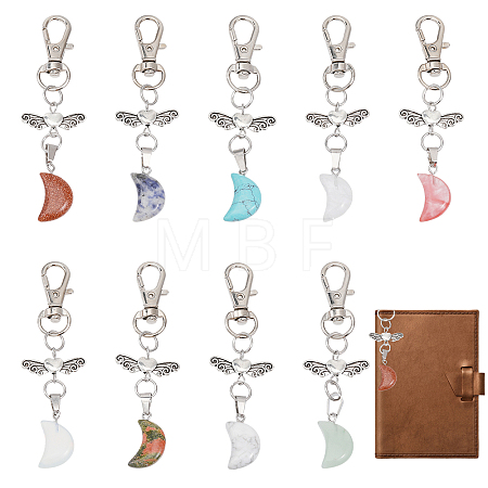 9Pcs 9 Style Gemstone Pendant Decorations HJEW-CA0001-38-1