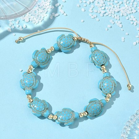 Adjustable Synthetic Turquoise & Non-magnetic Hematite Braided Bead Bracelets BJEW-JB13731-02-1