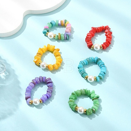 Natural Freshwater Shell Finger Rings RJEW-JR01073-1