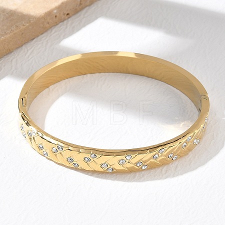304 Stainless Steel & Rhinestone Hinged Bangles for Women BJEW-Z178-07G-1