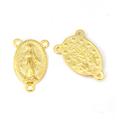 40Pcs Holy Oval Carved Virgin Mary Tibetan Style Alloy Chandelier Component Links TIBE-ZF0001-01G-1