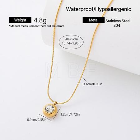304 Stainless Steel Crystal Rhinestone Pendant Necklaces for Women HD5158-4-1