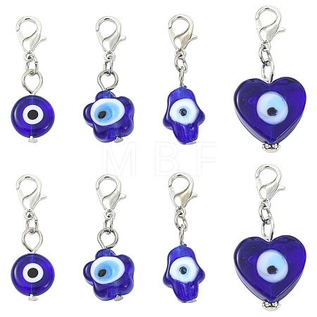 20Pcs 4 Styles Handmade Evil Eye Lampwork Pendant Decorations HJEW-YW00316-1