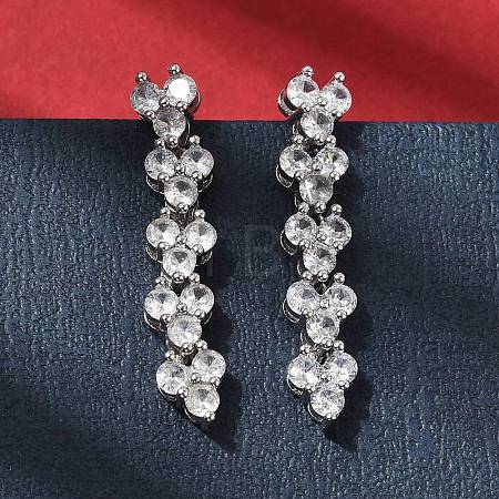 Flat Round Brass Micro Pave Clear Cubic Zirconia Stud Earrings EJEW-H180-12P-1